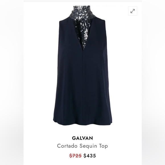 Galvan London Navy Sequin Cortado Top with Sequin Scarf in Back - Picture 13 of 15